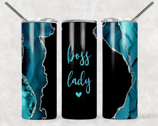Boss Lady Blue Marble Tumbler Wrap