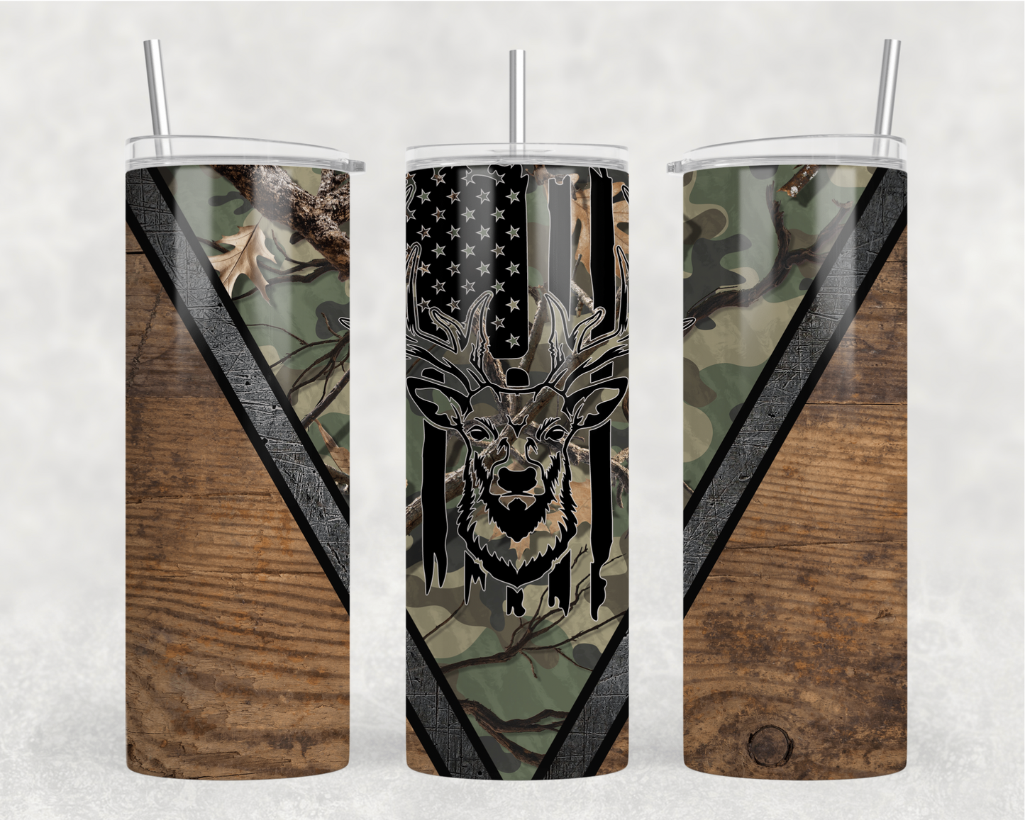 Deer Camo Wood Tumbler Wrap