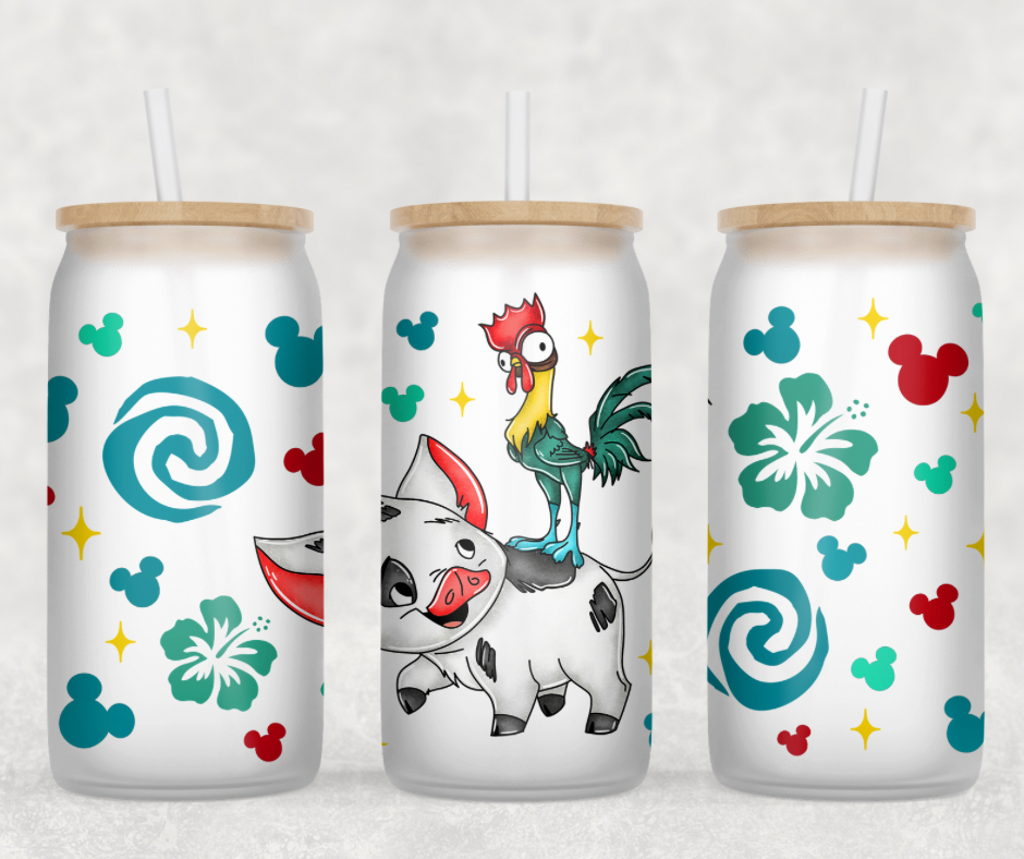 Hei Hei & Pua Glass Can Wrap